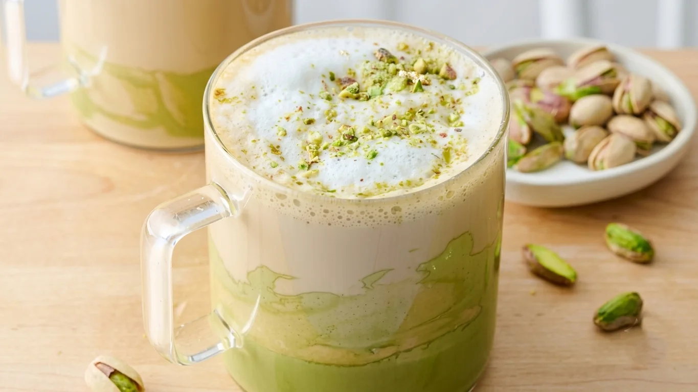 Signature Pistachio Latte at Zesty Dessert Café in St. Thomas, ON